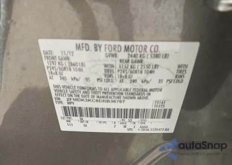 2013 Ford Edge Limited z USA, uszkodzony, nr VIN 2FMDK3KC8DBB36767